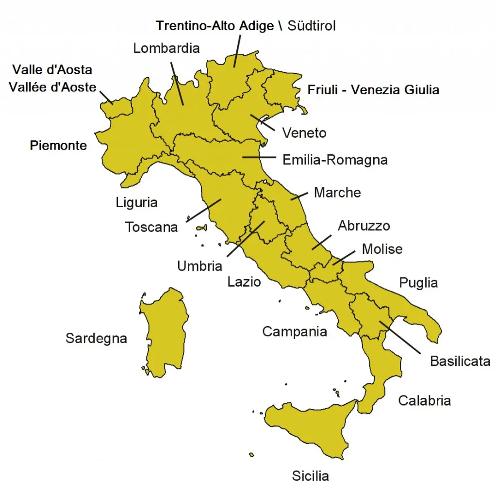 Mappa Italia regioni
